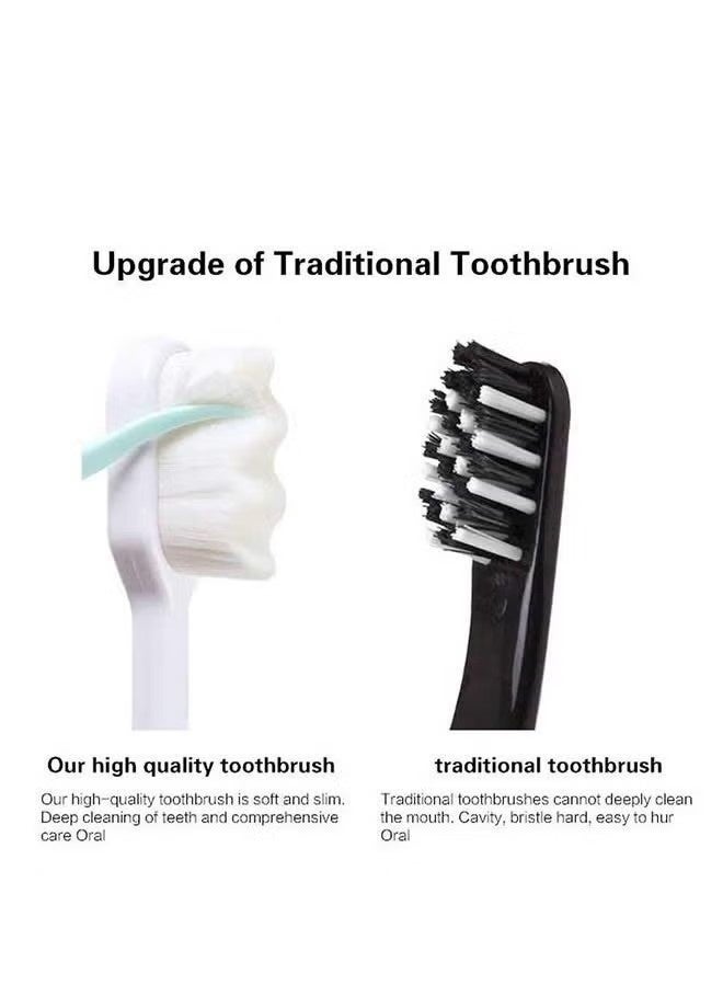 4 Pcs Ultra Super Fine Soft bristled Toothbrush, Portable Denture Sided Cleaning Brush, Adult Toothbrush 15000 Floss Bristle, Sensitive Teeth Oral Gum Recessionc (Black, White) - Image 2